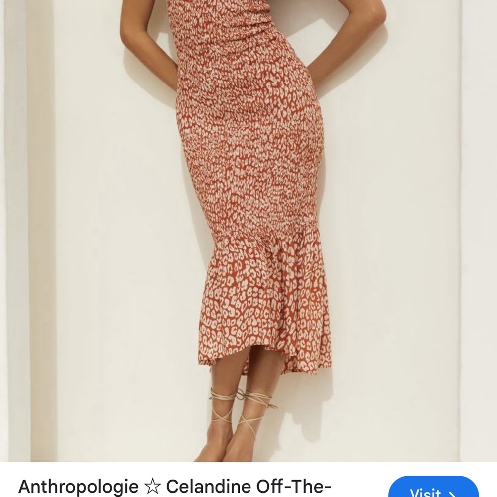 Anthropologie Celandine Rust and White Midi Skirt